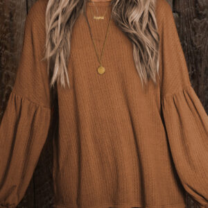 Faux Knit Jacquard Puffy Long Sleeve Top