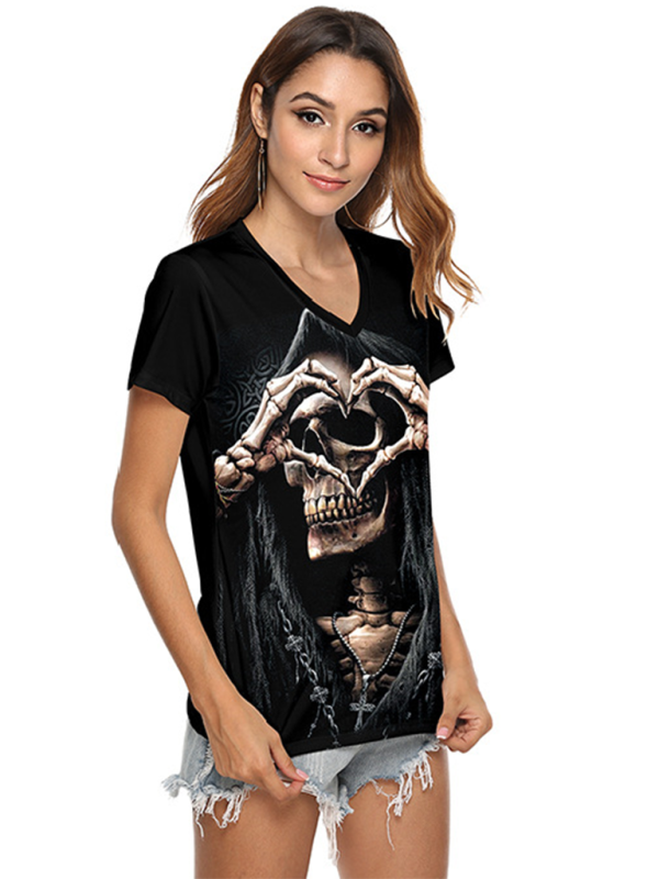 Skeleton Hand Print V-Neck Women's T-shirt - Image 2