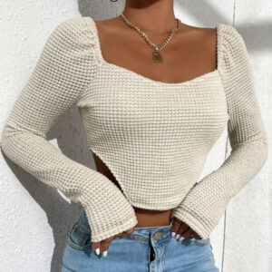 Women's hollow tight -fitting sexy split irregular hem top