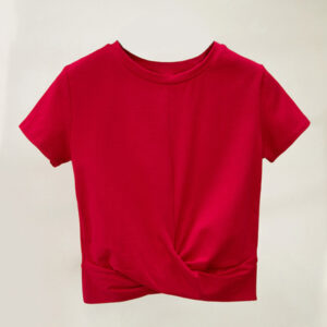 Cotton Short Sleeve Cropped Top Cross Knotted Skinny Cropped T-Shirt