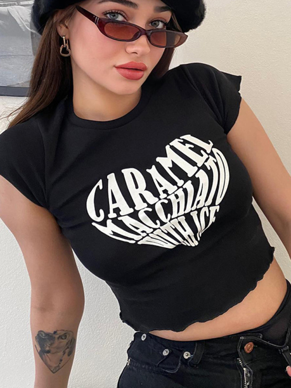 New women's sexy navel-baring Baita top trend print short-sleeved T-shirt - Image 9