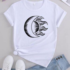 Women's Moon Printed Casual Graphic Tee