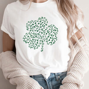 Leopard Shamrock Print Casual Tee