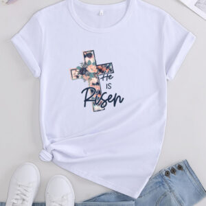 Women's Religious Floral Cross Graphic Tee