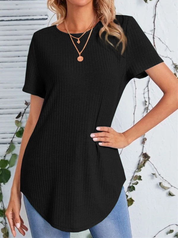 Women's Back Single Breasted Casual Loose Short Sleeve T-Shirt - Image 4