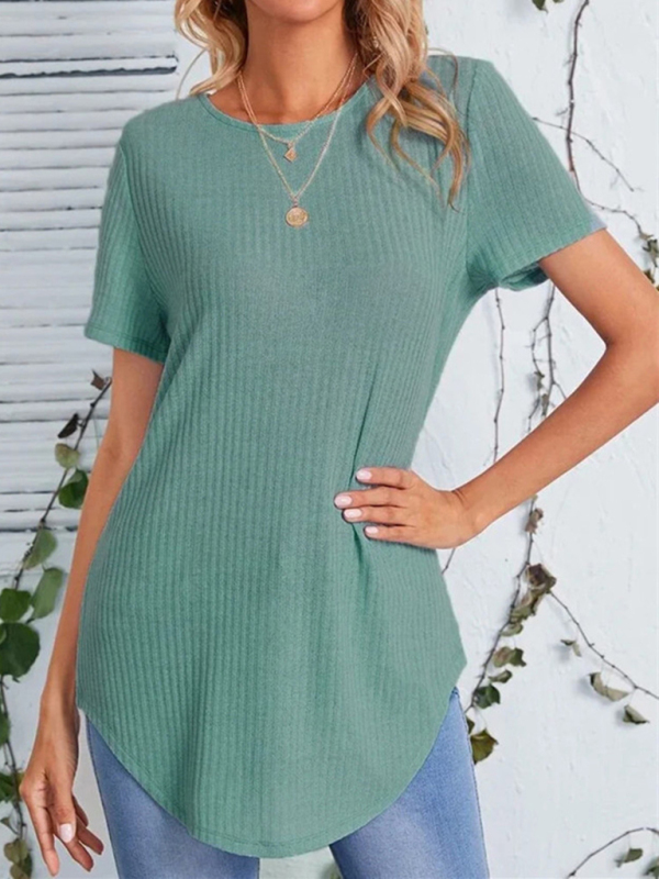 Women's Back Single Breasted Casual Loose Short Sleeve T-Shirt - Image 8