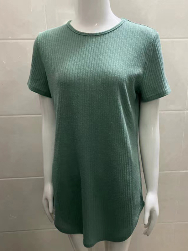 Women's Back Single Breasted Casual Loose Short Sleeve T-Shirt - Image 5