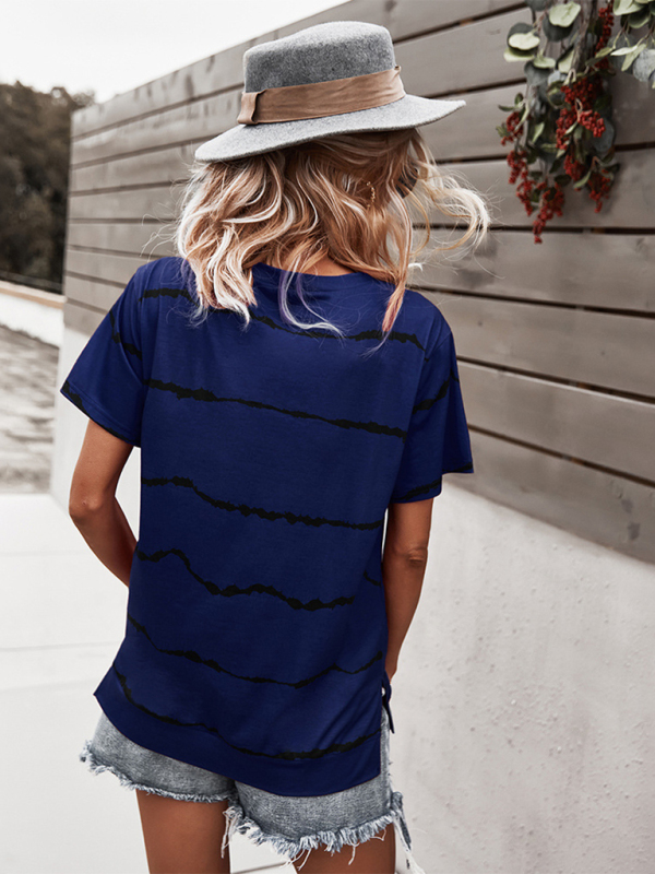 Round Neck T-Shirt Positioning Flower Short Sleeve Ladies - Image 16