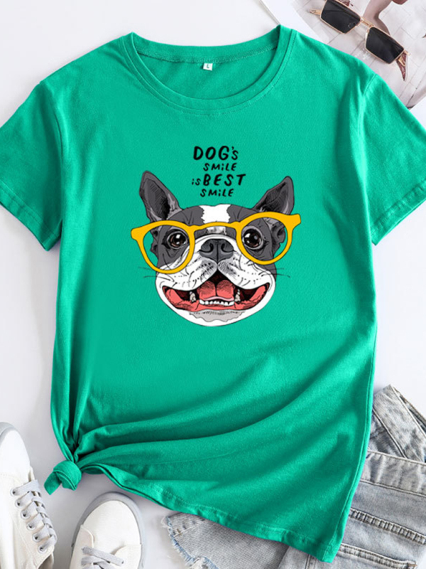 New puppy print round neck short sleeve T-shirt - Image 2
