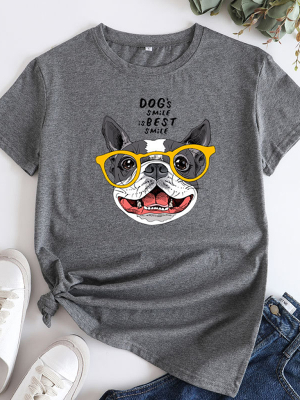 New puppy print round neck short sleeve T-shirt - Image 8