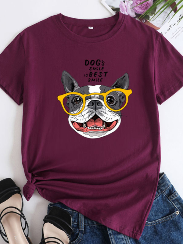 New puppy print round neck short sleeve T-shirt - Image 4