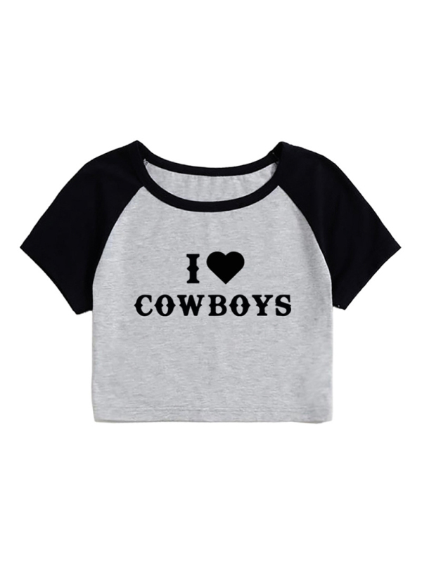 Women's New Casual I Love Cowboys Versatile Letter Printed Short Top - Image 13