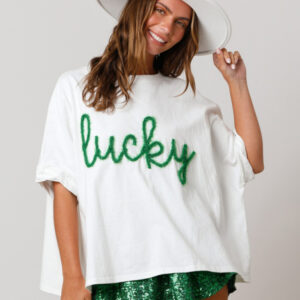 Women's St. Patrick's sequin top loose T-shirt