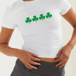 Women's St. Patrick's Day Green Leaf Print Round Neck Short T-Shirt (Multiple Pictures Available)