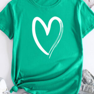 New women's casual cotton love pattern short-sleeved T-shirt