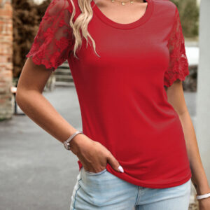 New casual lace short-sleeved T-shirt