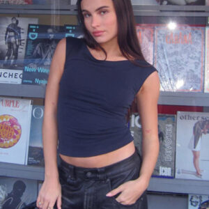 New round neck slim fit pullover patchwork backless solid color top