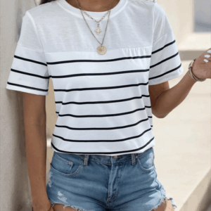 New women's casual short sleeve striped t-shirt