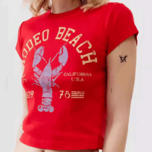 New round neck printed short sleeve slim fit short sexy waist-revealing ladies T-shirt