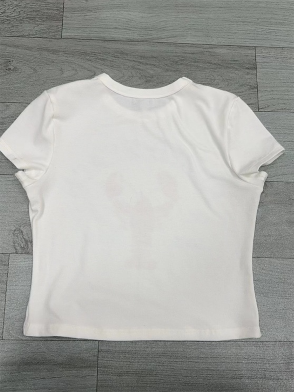 New round neck printed short sleeve slim fit short sexy waist-revealing ladies T-shirt - Image 6