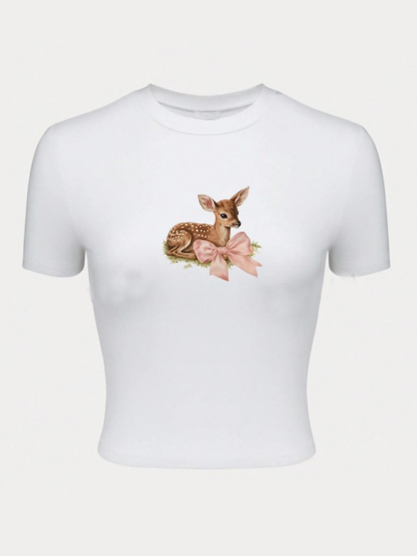 New Arrivals Women's New Street Fashion Round Neck T-shirt Letter Printed Navel Short Sleeve - Image 2