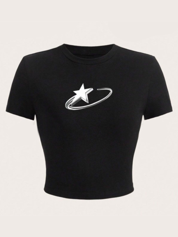 New Arrivals Women's New Street Fashion Round Neck T-shirt Letter Printed Navel Short Sleeve - Image 3