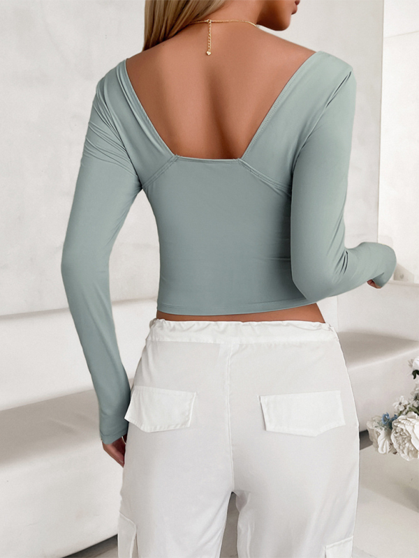 Y2K women's autumn and winter v-neck slim long-sleeved top - Image 7