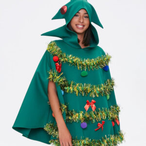 Holiday Costume Hooded Christmas Tree Cape