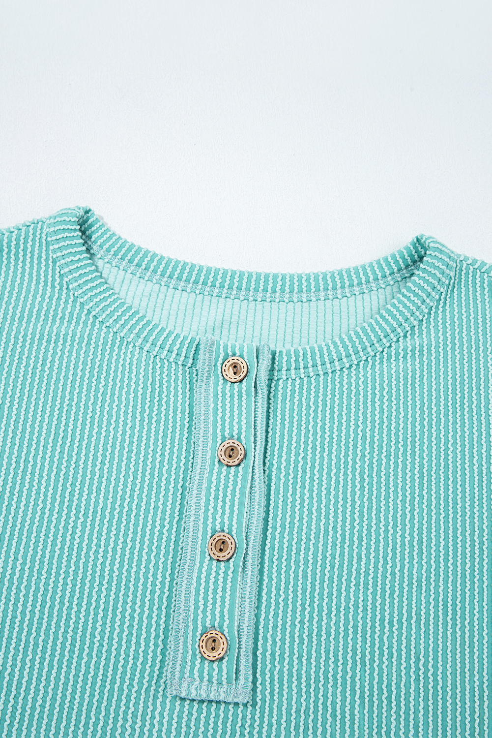 Multicolour Twisted Ribbed Knit Colorblock Henley Top - Image 8