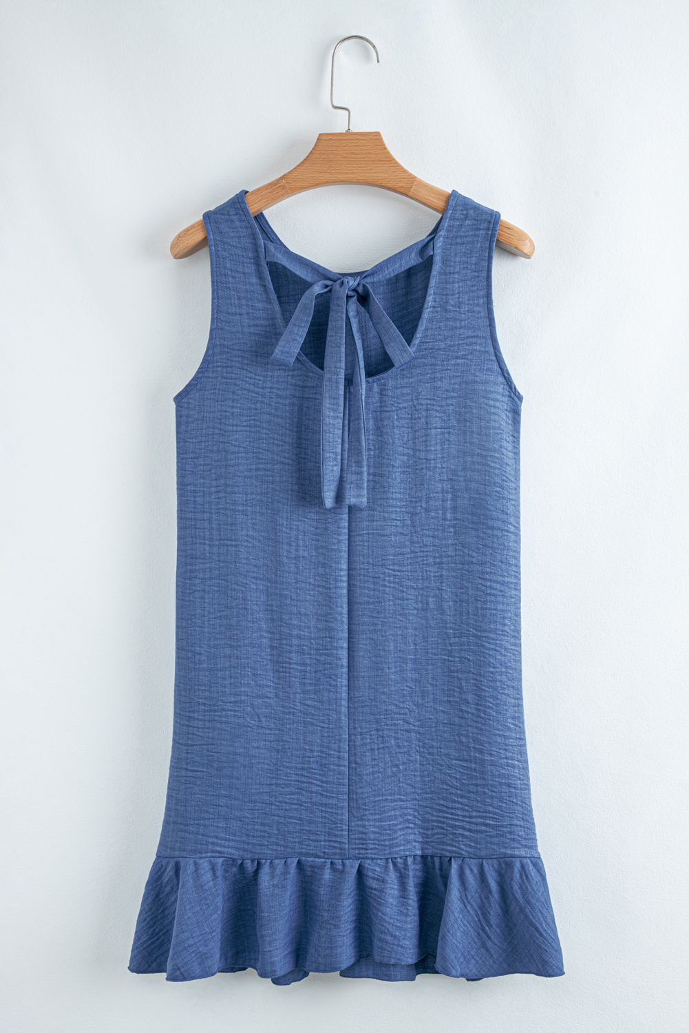 Ashleigh Blue Knot Scoop Back Ruffle Hem Sleeveless Mini Dress - Image 5