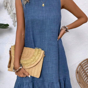 Ashleigh Blue Knot Scoop Back Ruffle Hem Sleeveless Mini Dress