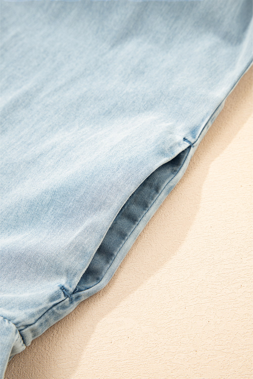 Beau Blue Bowknot Neck Sleeveless Ruffled Chambray Dress - Image 8