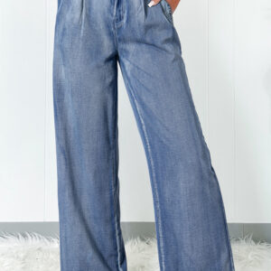 Dusk Blue Acid Wash Wide Leg High Waist Jeans