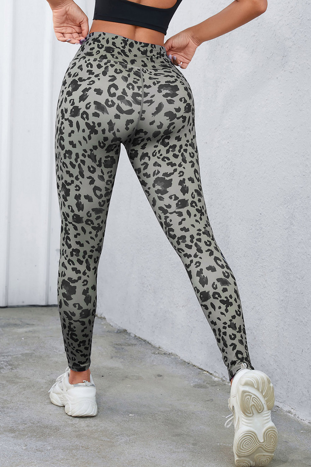 Gray Classic Leopard Print Active Leggings - Image 2