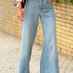 Dusk Blue Acid Wash Extra Wide Leg High Waist Long Jeans