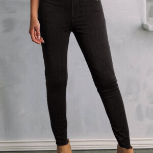 Black Solid Color High Waist Stretchy Slim Fit Jeggings