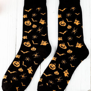Black Spooky Season Halloween Element Print Socks