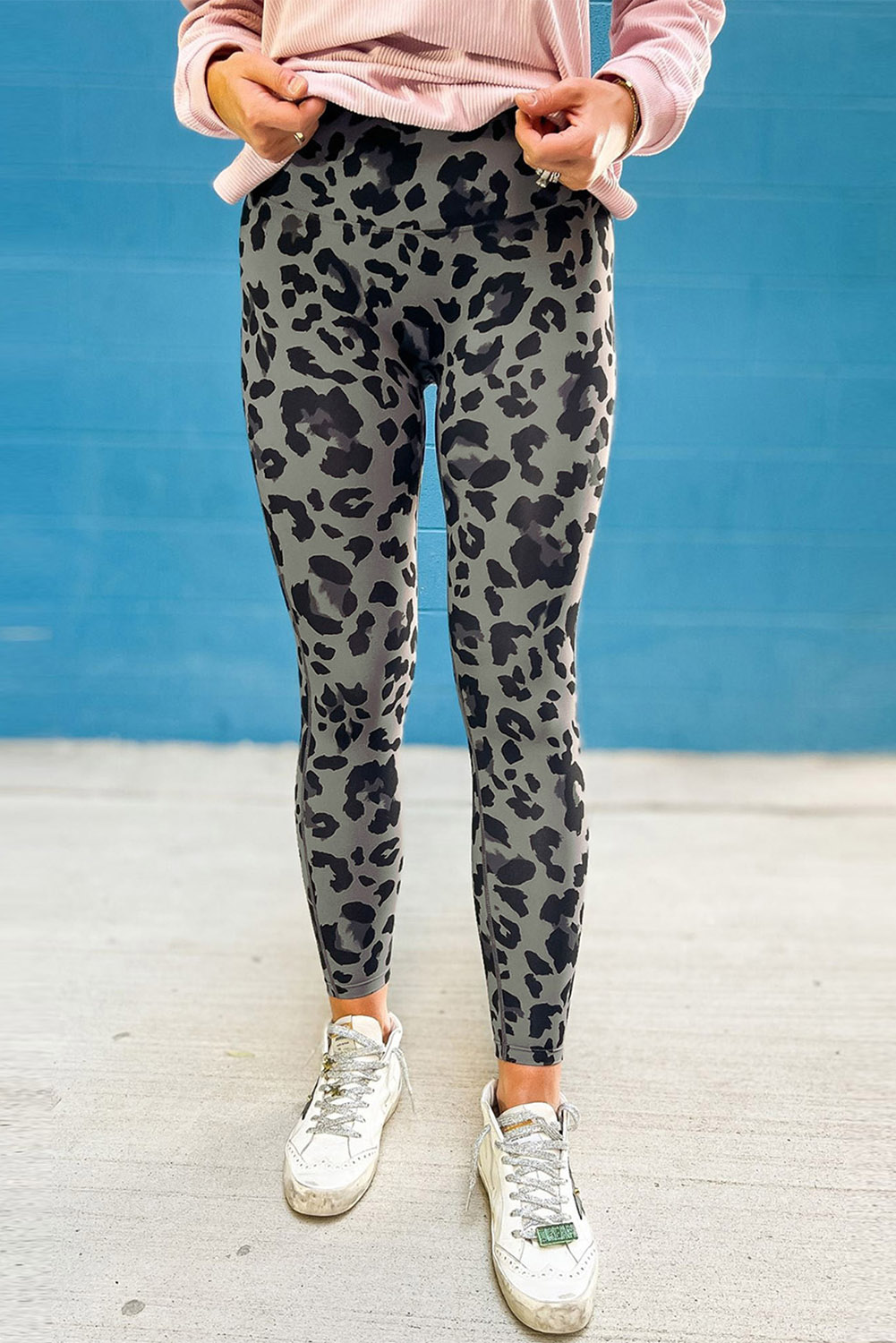 Gray Classic Leopard Print Active Leggings - Image 6
