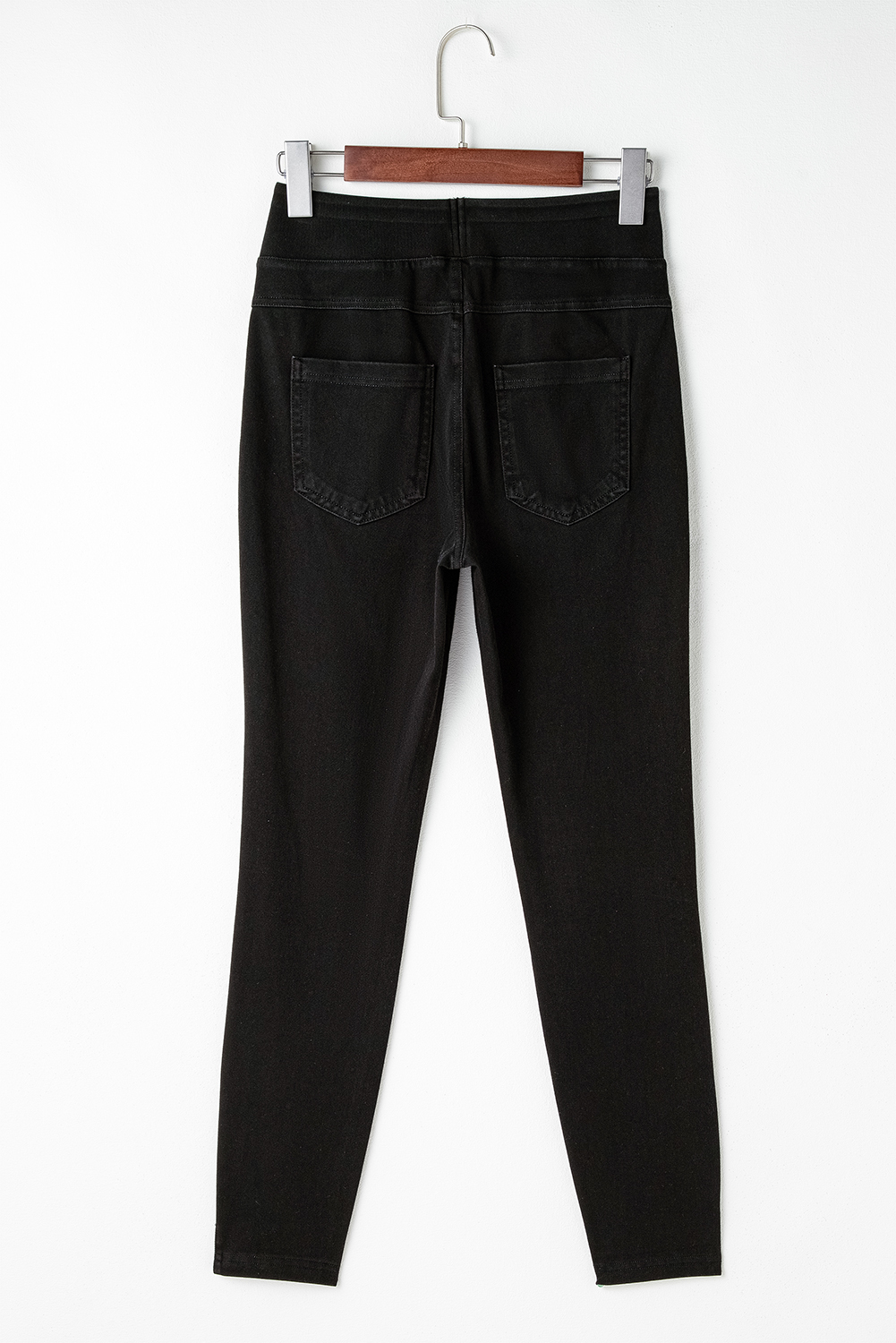 Black Solid Color High Waist Stretchy Slim Fit Jeggings - Image 4