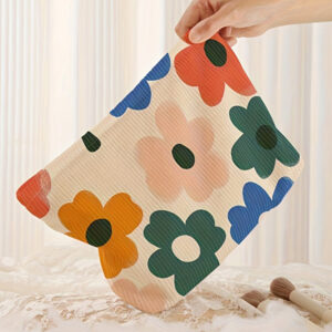 White Floral Print Corduroy Minimalist Storage Bag