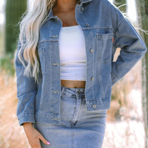 Wild Wind Washed Oversize Pocketed Denim Jacket