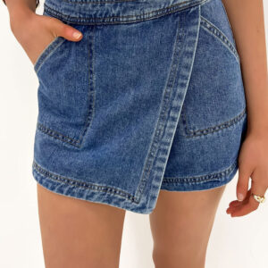 Ashleigh Blue Faux Wrapped Mini Denim Skort