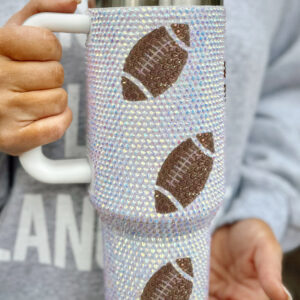 White Game Day Rugby Football 40oz Tumbler