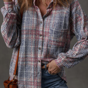 Multicolour Plaid Textured Chest Pocket Vintage Shirt