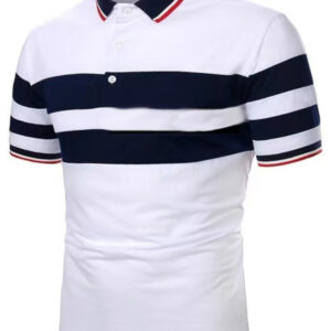Men's Short Sleeve Color Block Knit Polo Shirt