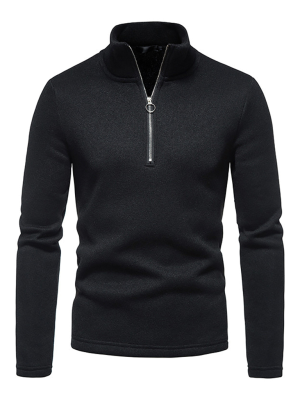 Men's solid color turtleneck zipper long sleeve sweatshirt - Image 8
