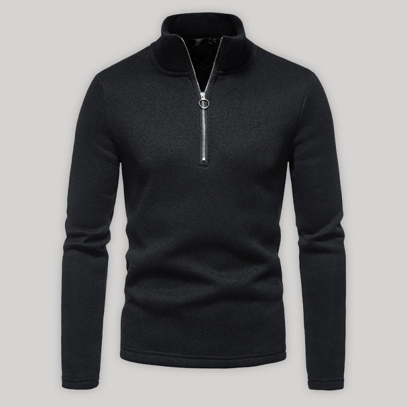 Men's solid color turtleneck zipper long sleeve sweatshirt - Image 2