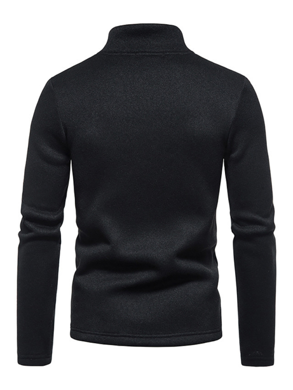 Men's solid color turtleneck zipper long sleeve sweatshirt - Image 7