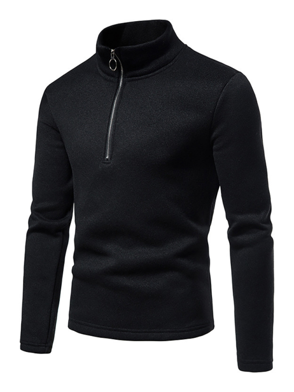 Men's solid color turtleneck zipper long sleeve sweatshirt - Image 9