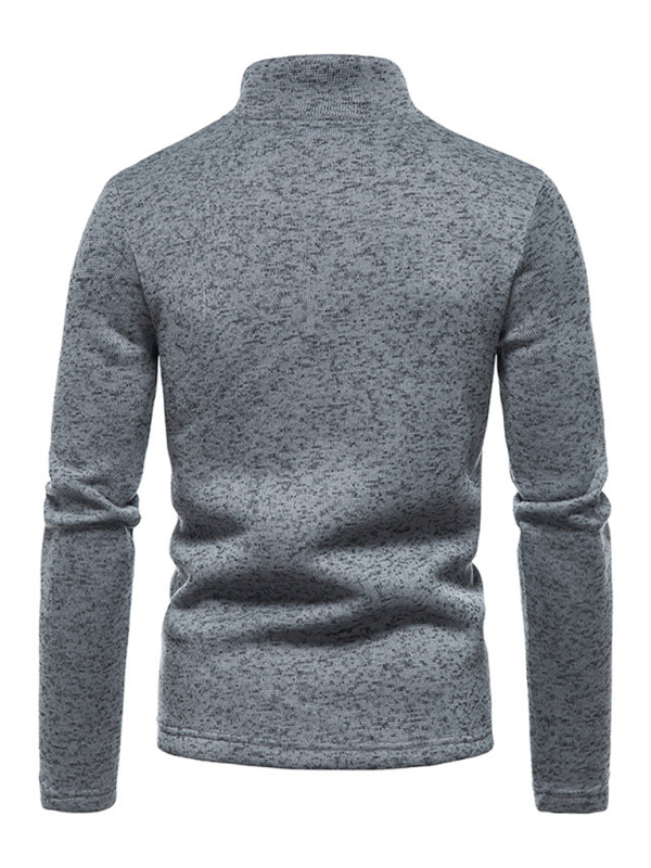 Men's solid color turtleneck zipper long sleeve sweatshirt - Image 13